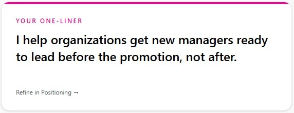 A one-liner from the Positioning Blackprint
